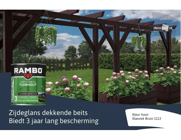 Rambo Pantserbeits Tuinhout Zijdeglans Dekkend Klassiekbruin 1113 Rambo Pantserbeits Tuinhout Zijdeglans Dekkend Klassiekbruin 1113