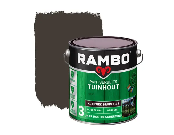 Rambo Pantserbeits Tuinhout Zijdeglans Dekkend Klassiekbruin 1113 Rambo Pantserbeits Tuinhout Zijdeglans Dekkend Klassiekbruin 1113