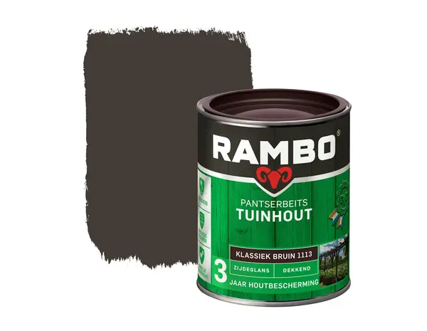 Rambo Pantserbeits Tuinhout Zijdeglans Dekkend Klassiekbruin 1113 Rambo Pantserbeits Tuinhout Zijdeglans Dekkend Klassiekbruin 1113
