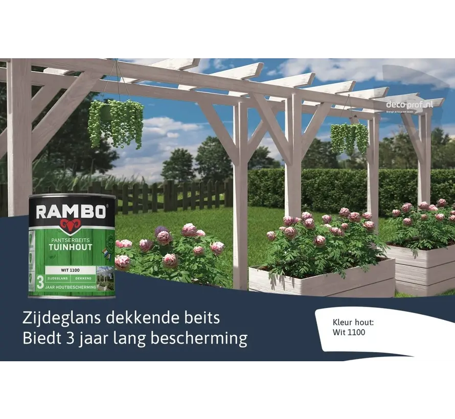 Rambo Pantserbeits Tuinhout Zijdeglans Dekkend Wit 1100 - 750 ML