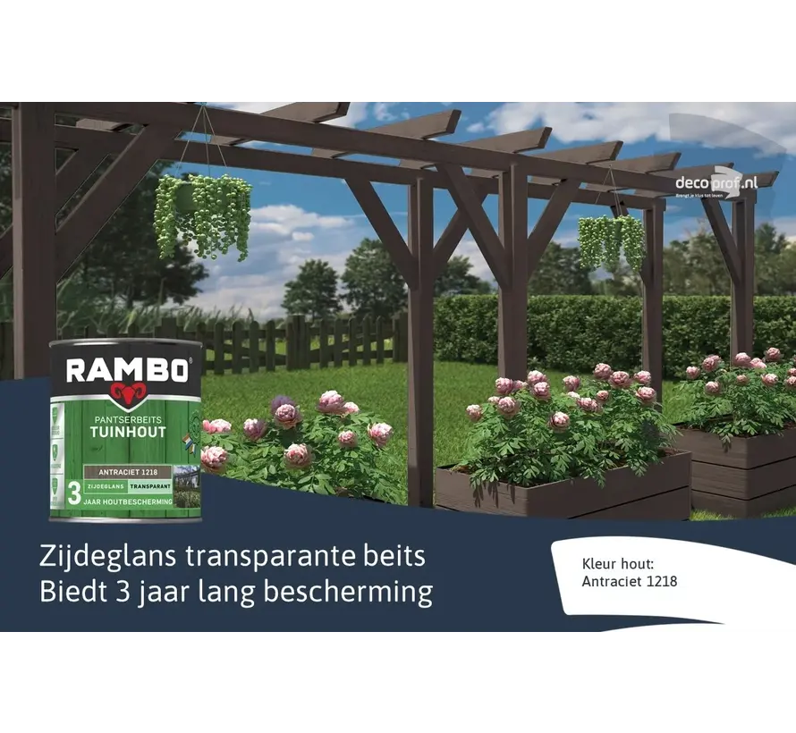 Rambo Pantserbeits Tuinhout Zijdeglans Transparant Antraciet 1218 - 750 ML