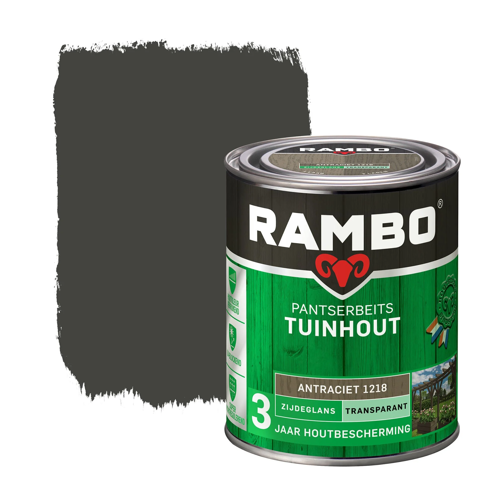 Pantserbeits Tuinhout Zijdeglans Transparant Antraciet 1218 | 750 ML