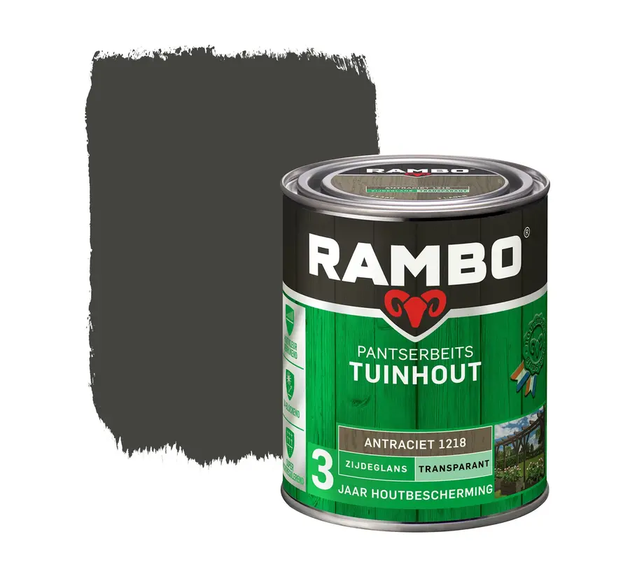 Rambo Pantserbeits Tuinhout Zijdeglans Transparant Antraciet 1218 - 750 ML