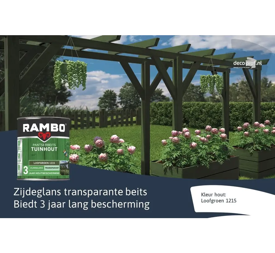 Rambo Pantserbeits Tuinhout Zijdeglans Transparant Loofgroen 1215 - 750 ML