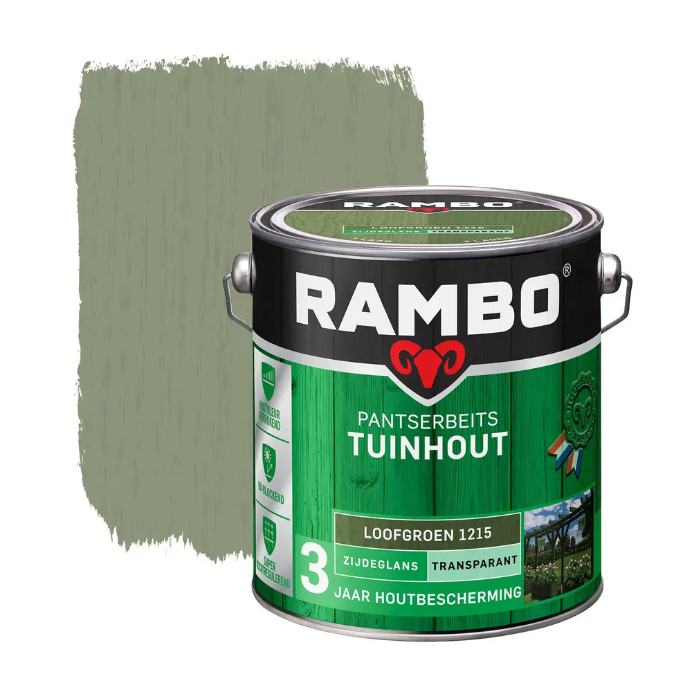 Rambo Pantserbeits Tuinhout Zijdeglans Transparant Loofgroen 1215 Rambo Pantserbeits Tuinhout Zijdeglans Transparant Loofgroen 1215