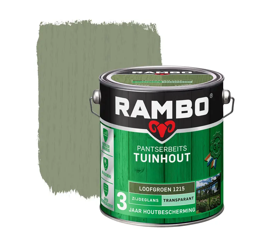 Rambo Pantserbeits Tuinhout Zijdeglans Transparant Loofgroen 1215 - 750 ML