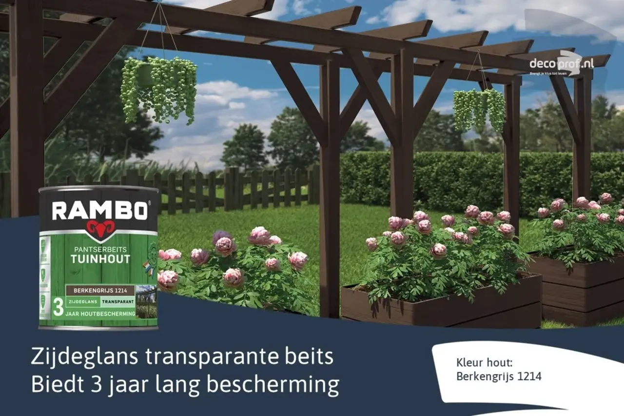 Rambo Pantserbeits Tuinhout Zijdeglans Transparant Berkengrijs 1214 Rambo Pantserbeits Tuinhout Zijdeglans Transparant Berkengrijs 1214