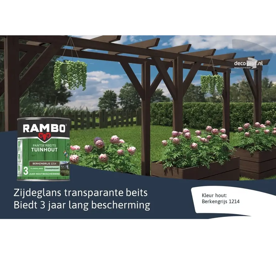 Rambo Pantserbeits Tuinhout Zijdeglans Transparant Berkengrijs 1214 - 750 ML