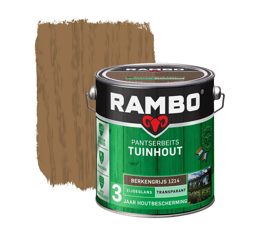 Rambo Pantserbeits Tuinhout Zijdeglans Transparant Berkengrijs 1214 - 750 ML