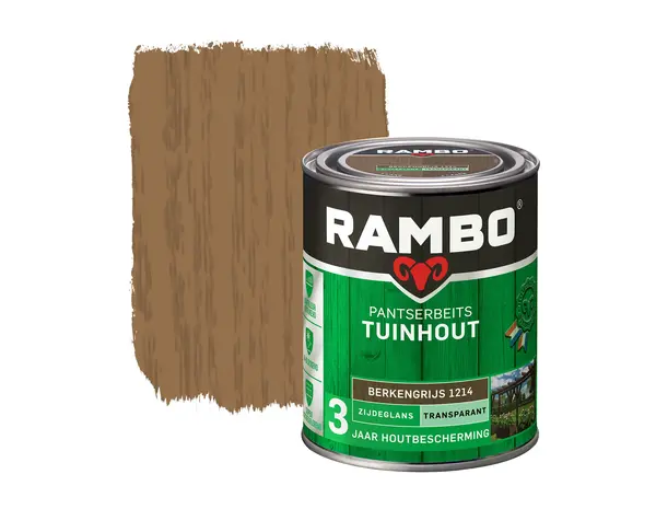 Rambo Pantserbeits Tuinhout Zijdeglans Transparant Berkengrijs 1214 Rambo Pantserbeits Tuinhout Zijdeglans Transparant Berkengrijs 1214
