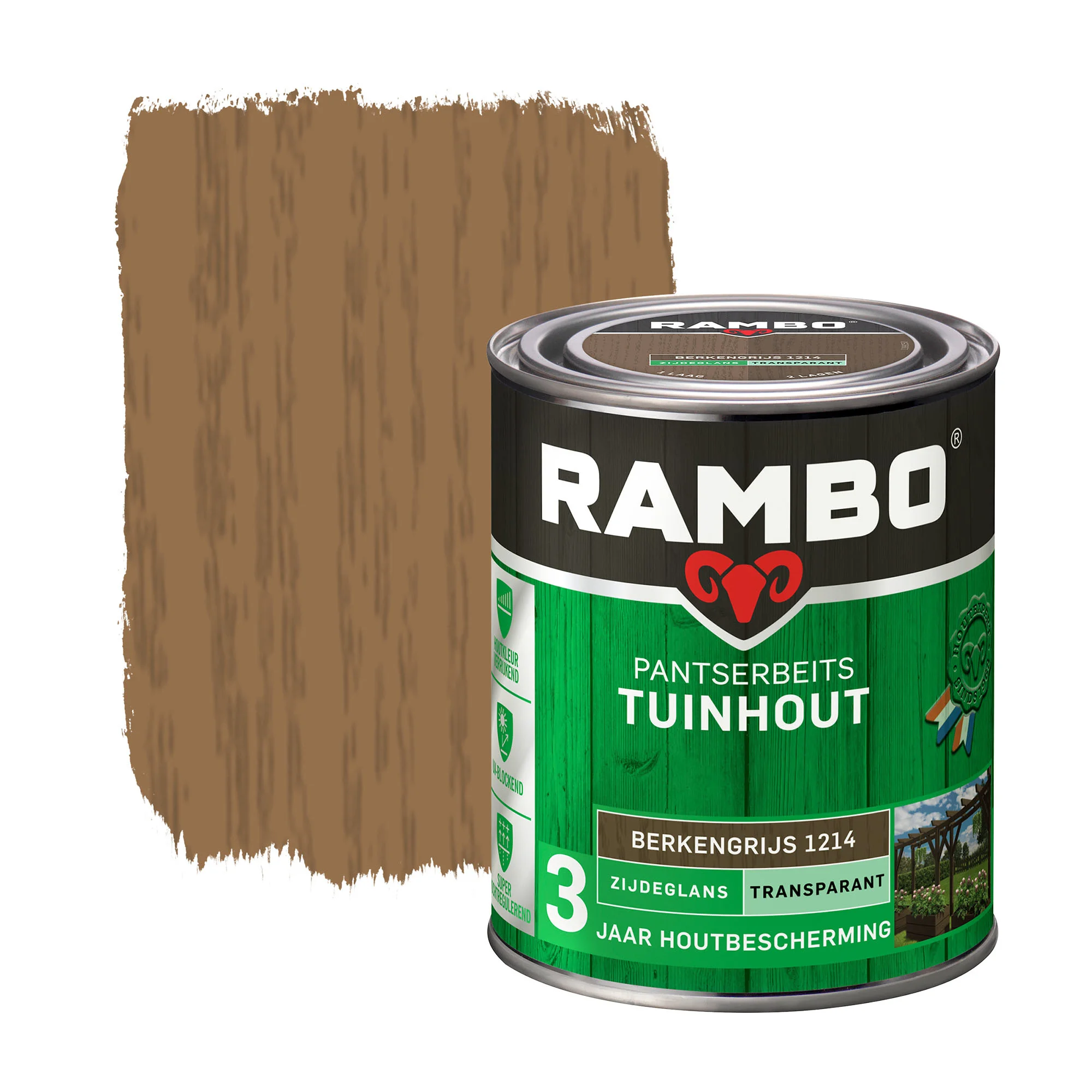 Pantserbeits Tuinhout Zijdeglans Transparant Berkengrijs 1214 | 750 ML