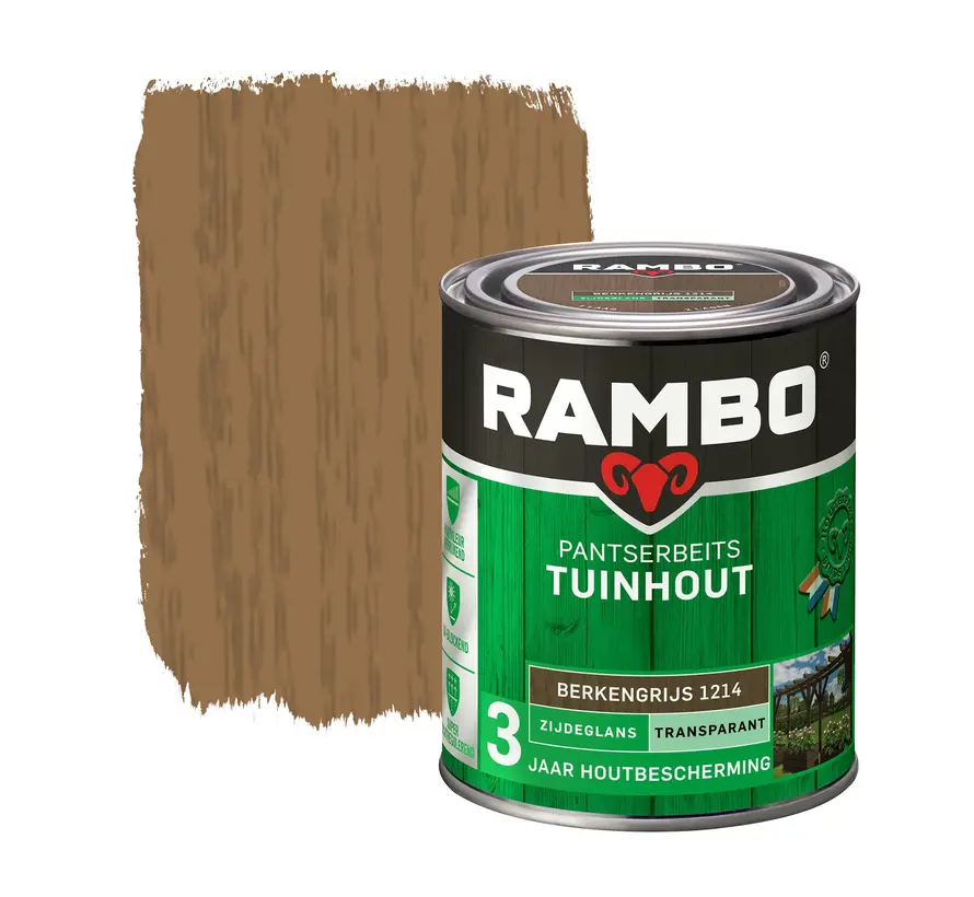 Rambo Pantserbeits Tuinhout Zijdeglans Transparant Berkengrijs 1214 - 750 ML