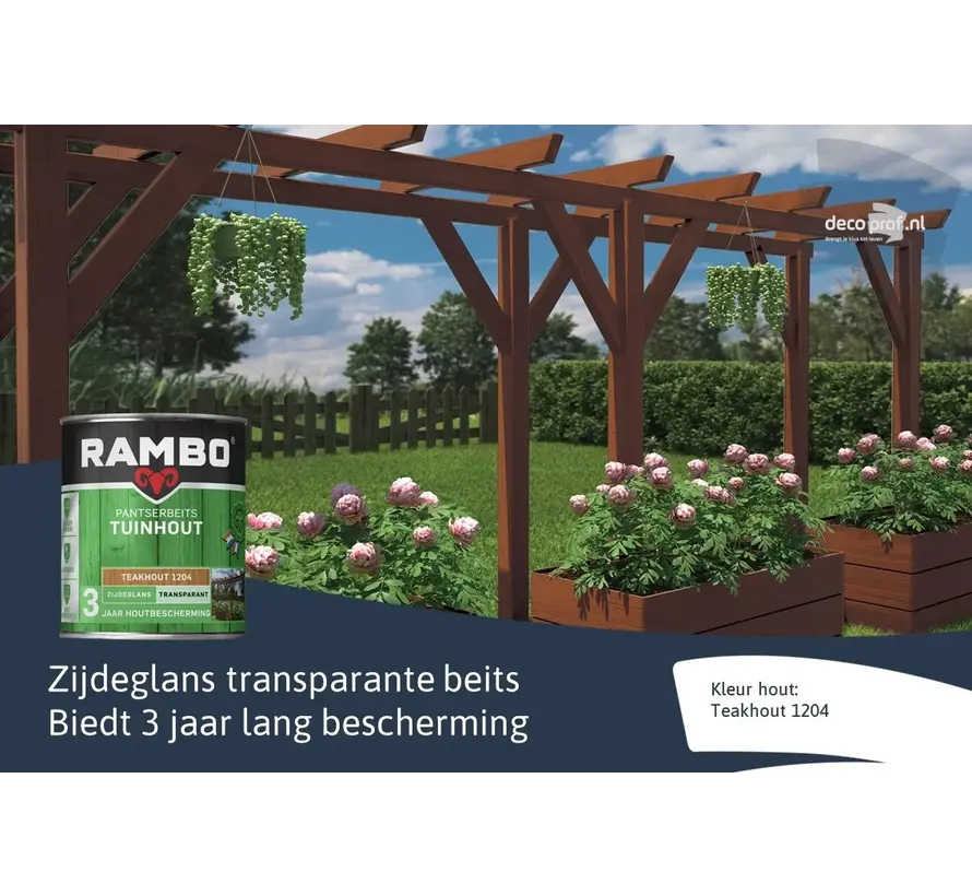 Rambo Pantserbeits Tuinhout Zijdeglans Transparant Teakhout 1204 - 750 ML