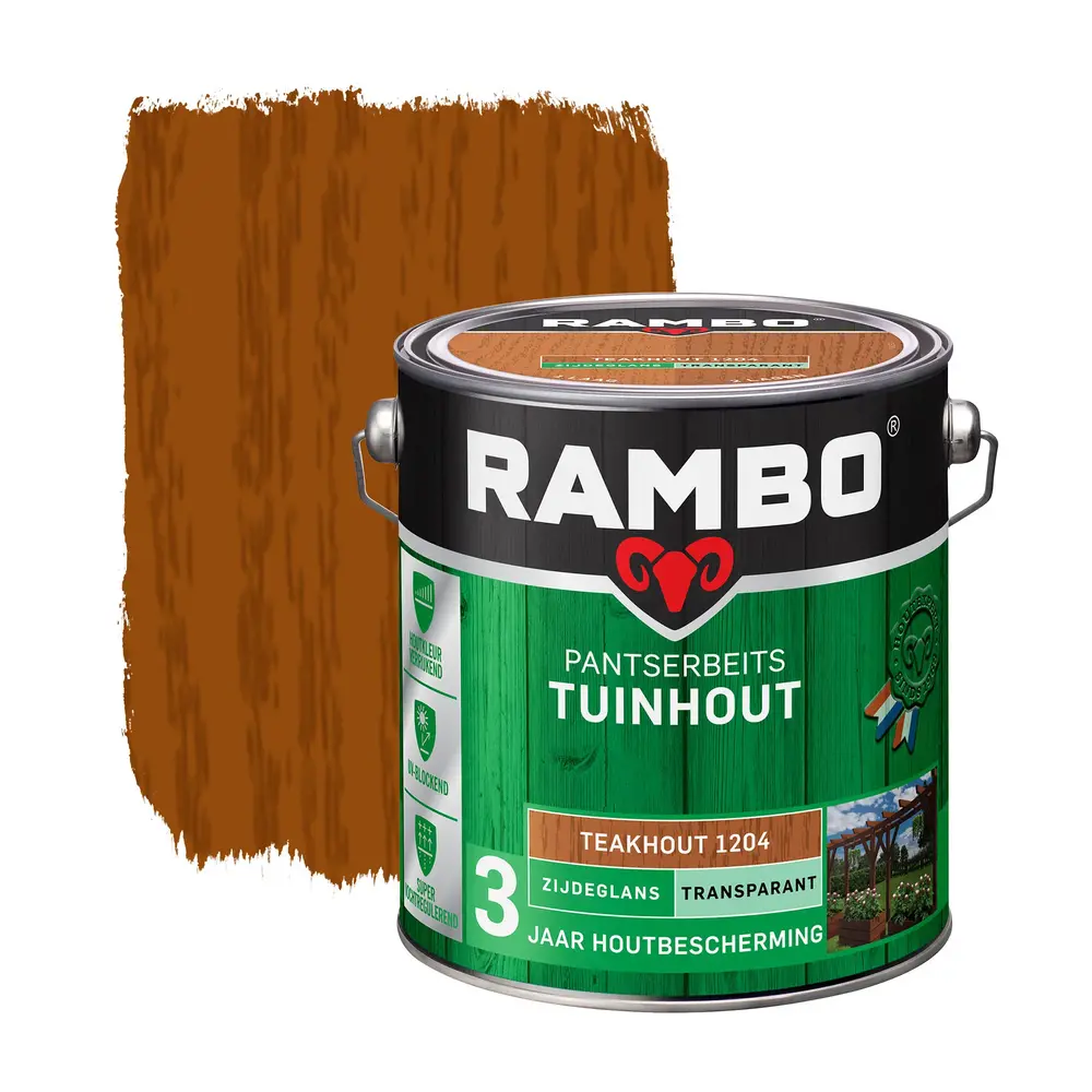 Rambo Pantserbeits Tuinhout Zijdeglans Transparant Teakhout 1204 Rambo Pantserbeits Tuinhout Zijdeglans Transparant Teakhout 1204