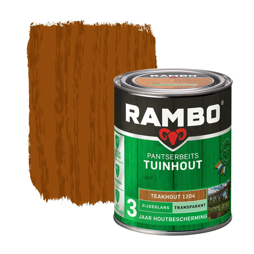 Rambo Pantserbeits Tuinhout Zijdeglans Transparant Teakhout 1204 Rambo Pantserbeits Tuinhout Zijdeglans Transparant Teakhout 1204