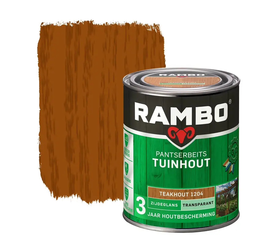 Rambo Pantserbeits Tuinhout Zijdeglans Transparant Teakhout 1204 - 750 ML