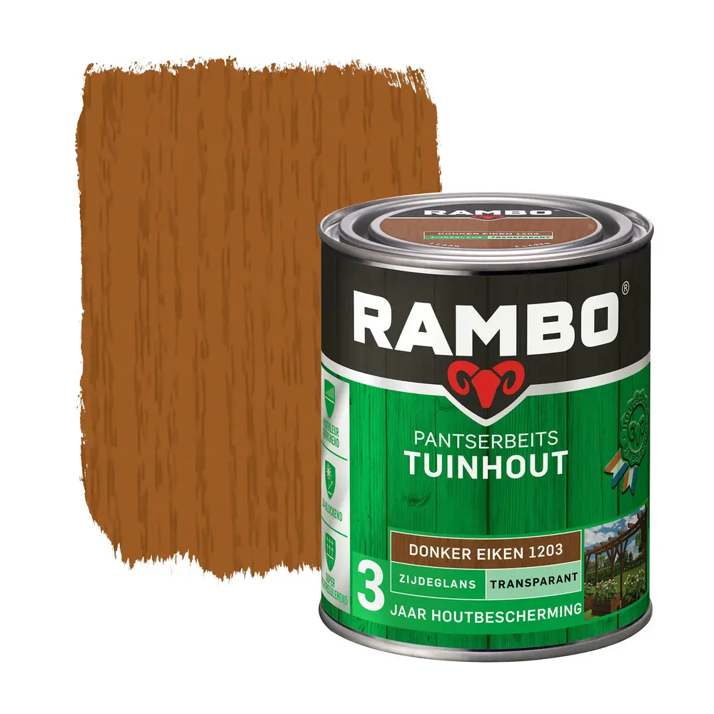 Rambo Pantserbeits Tuinhout Zijdeglans Transparant Donkereiken 1203 Rambo Pantserbeits Tuinhout Zijdeglans Transparant Donkereiken 1203