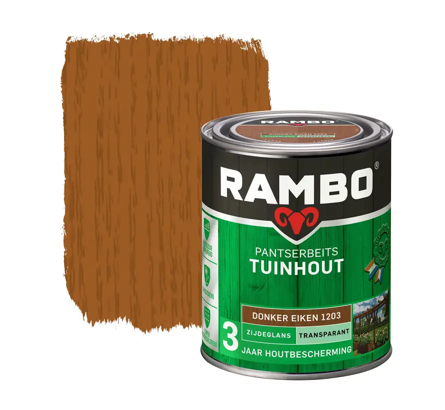 Rambo Pantserbeits Tuinhout Zijdeglans Transparant Donkereiken 1203 - 750 ML