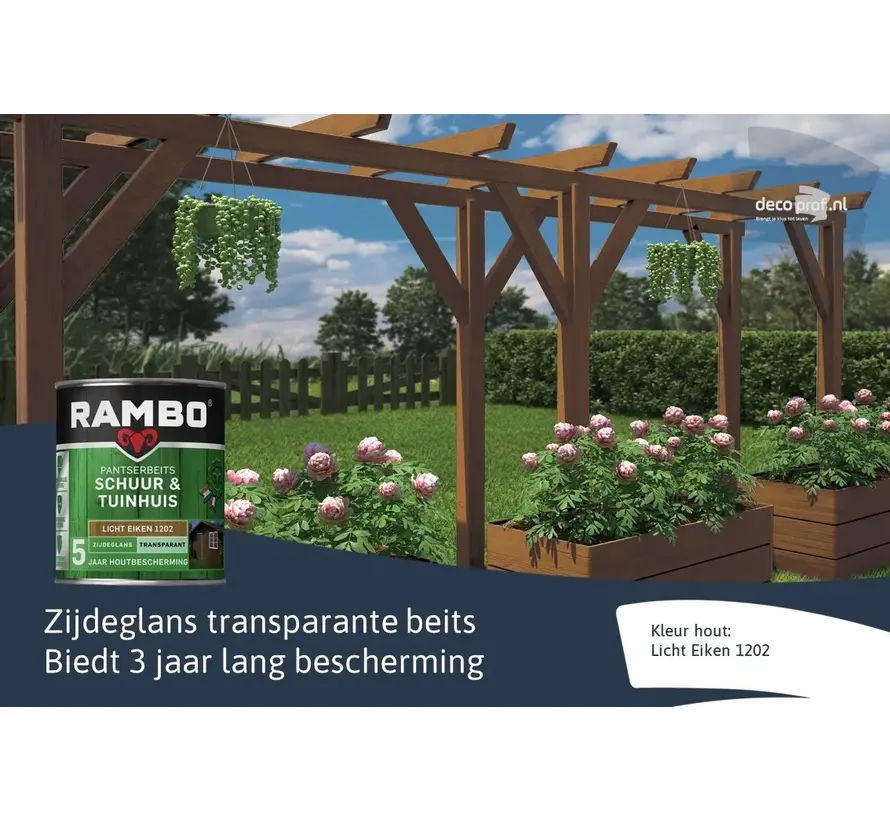 Rambo Pantserbeits Tuinhout Zijdeglans Transparant Lichteiken 1202 - 750 ML