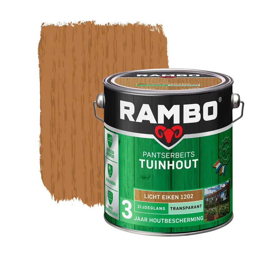 Rambo Pantserbeits Tuinhout Zijdeglans Transparant Lichteiken 1202 - 750 ML