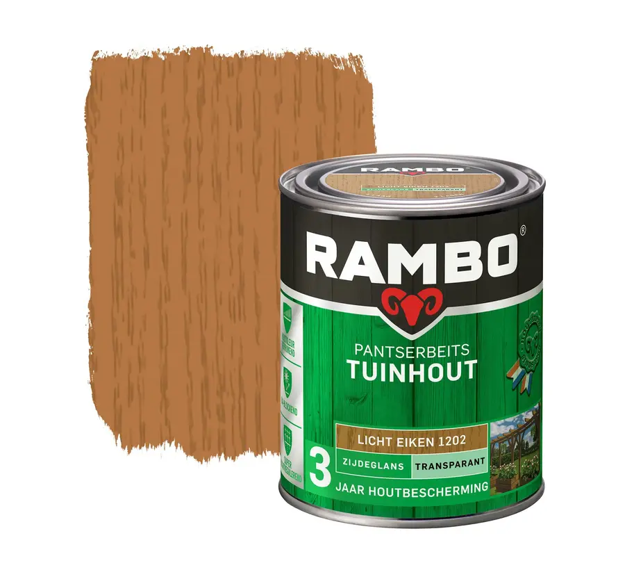 Rambo Pantserbeits Tuinhout Zijdeglans Transparant Lichteiken 1202 - 750 ML