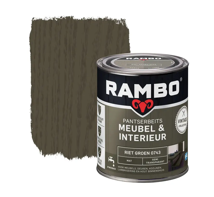 Rambo Pantserbeits Meubel&Interieur Mat Riet Groen 0743 - 750 ML