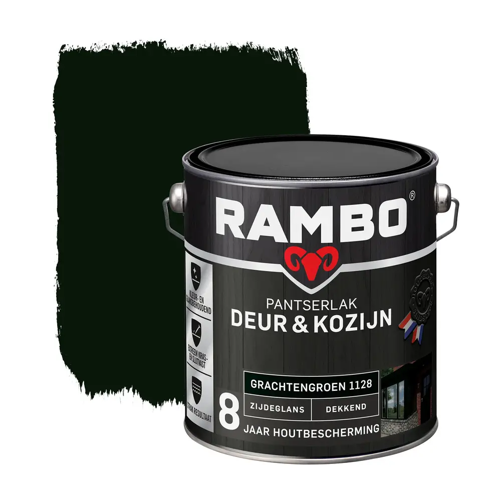 Rambo Pantserlak Deur&Kozijn Zijdeglans Dekkend Grachtengroen 1128 Rambo Pantserlak Deur&Kozijn Zijdeglans Dekkend Grachtengroen 1128