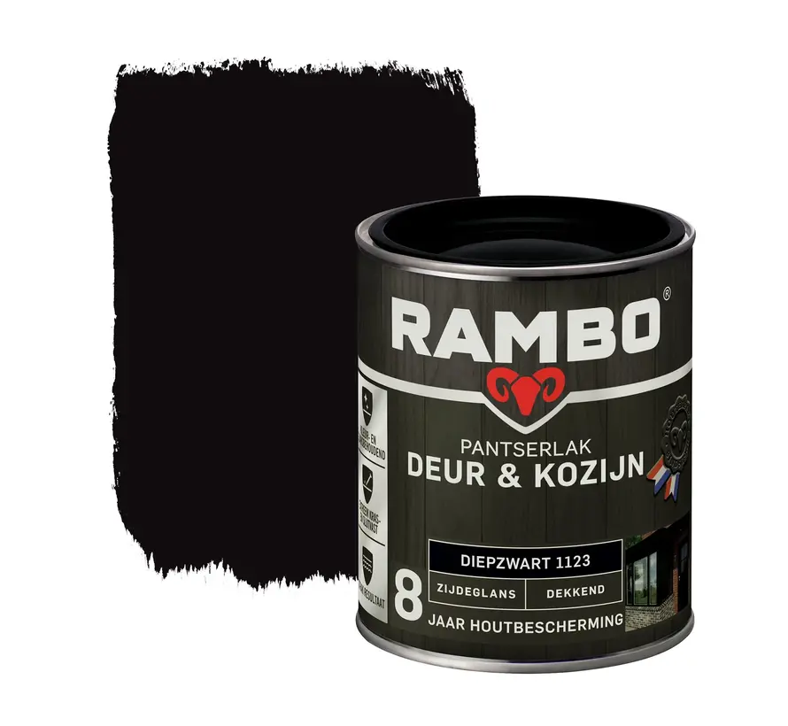 Rambo Pantserlak Deur&Kozijn Zijdeglans Dekkend Diepzwart 1123 - 750 ML