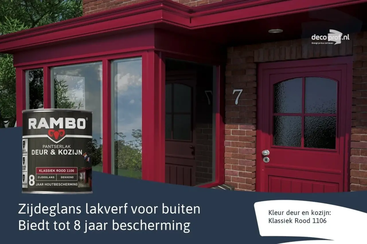 Rambo Pantserlak Deur&Kozijn Zijdeglans Dekkend Klassiekrood 1106 Rambo Pantserlak Deur&Kozijn Zijdeglans Dekkend Klassiekrood 1106