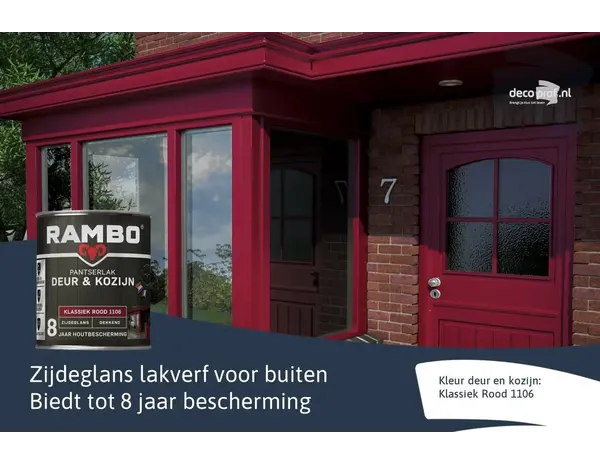Rambo Pantserlak Deur&Kozijn Zijdeglans Dekkend Klassiekrood 1106 Rambo Pantserlak Deur&Kozijn Zijdeglans Dekkend Klassiekrood 1106