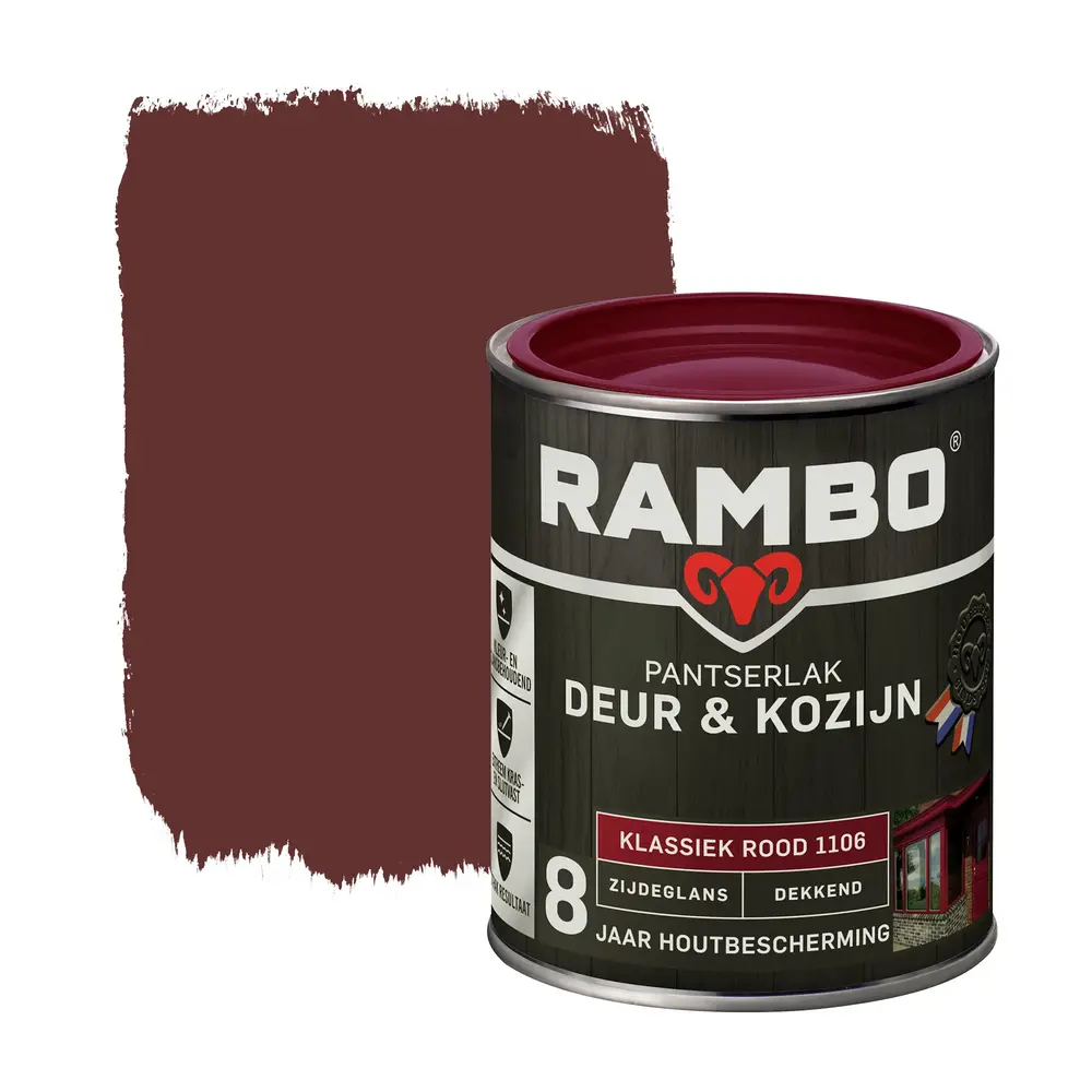 Rambo Pantserlak Deur&Kozijn Zijdeglans Dekkend Klassiekrood 1106 Rambo Pantserlak Deur&Kozijn Zijdeglans Dekkend Klassiekrood 1106