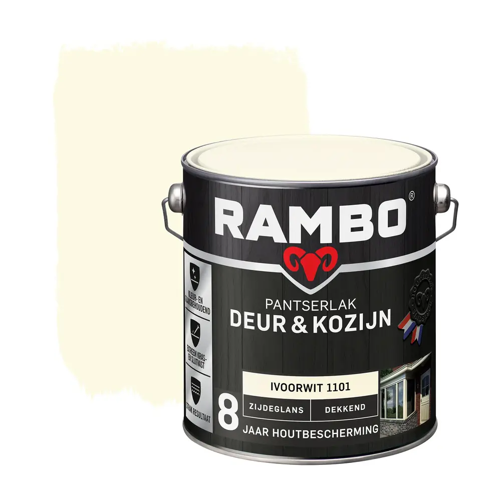 Rambo Pantserlak Deur&Kozijn Zijdeglans Dekkend Ivoorwit 1101 Rambo Pantserlak Deur&Kozijn Zijdeglans Dekkend Ivoorwit 1101