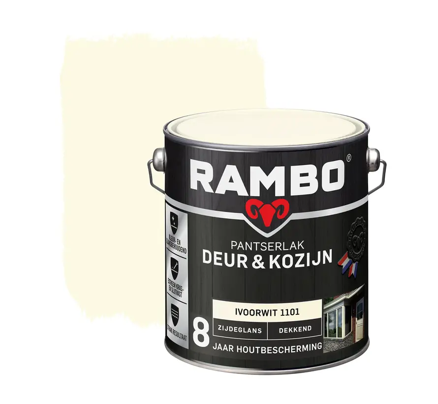 Rambo Pantserlak Deur&Kozijn Zijdeglans Dekkend Ivoorwit 1101 - 750 ML