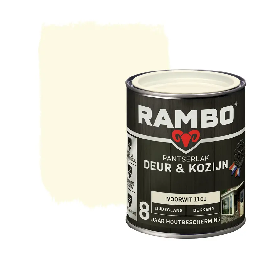 Rambo Pantserlak Deur&Kozijn Zijdeglans Dekkend Ivoorwit 1101 - 750 ML