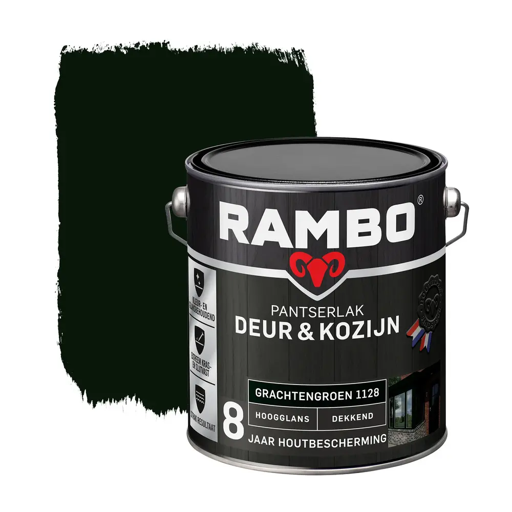 Rambo Pantserlak Deur&Kozijn Hoogglans Dekkend Grachtengroen 1128 Rambo Pantserlak Deur&Kozijn Hoogglans Dekkend Grachtengroen 1128