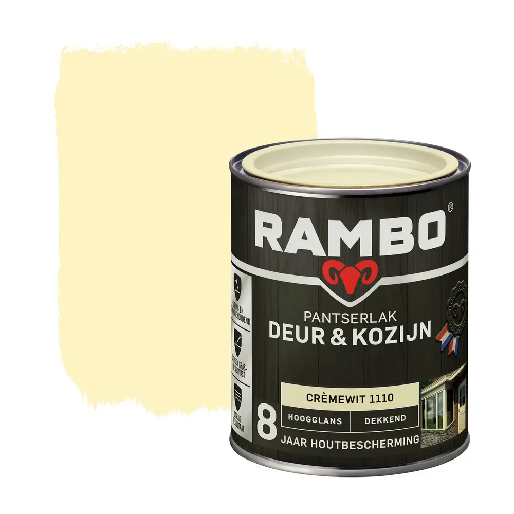 Rambo Pantserlak Deur&Kozijn Hoogglans Dekkend Crèmewit 1110 Rambo Pantserlak Deur&Kozijn Hoogglans Dekkend Crèmewit 1110
