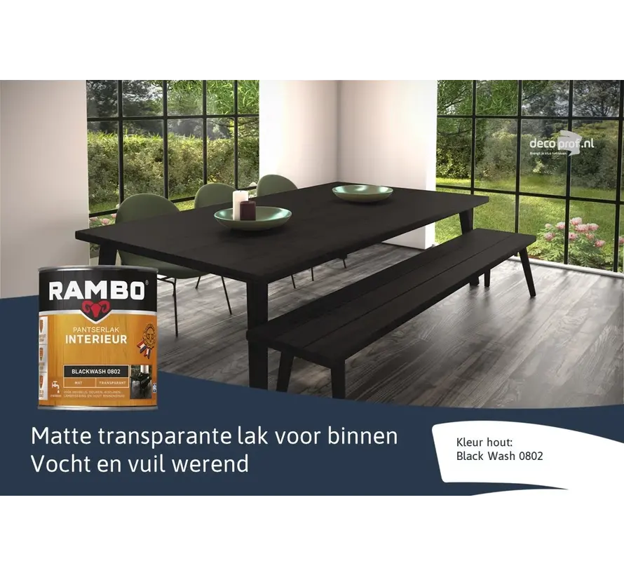 Rambo Pantserlak Interieur Transparant Mat Blackwash 0802 - 250 ML