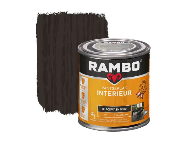 Rambo Pantserlak Interieur Transparant Mat Blackwash 0802 Rambo Pantserlak Interieur Transparant Mat Blackwash 0802