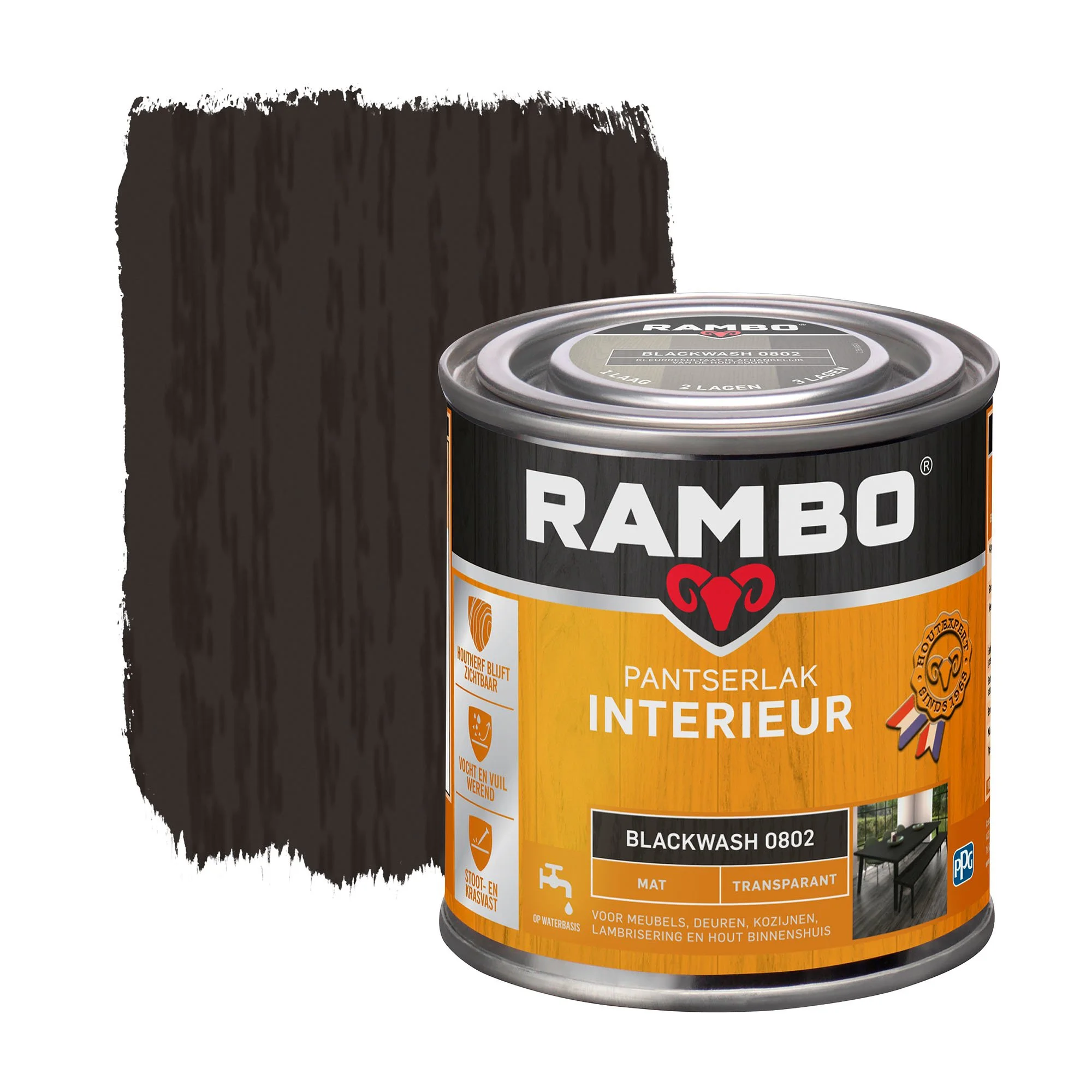 Pantserlak Interieur Transparant Mat Blackwash 0802 | 250 ML