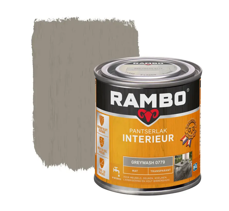 Rambo Pantserlak Interieur Transparant Mat Greywash 0779 - 250 ML