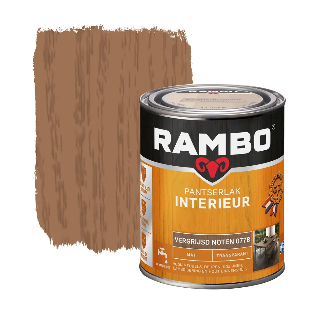 Rambo Pantserlak Interieur Transparant Mat Vergr.Noten 0778 Rambo Pantserlak Interieur Transparant Mat Vergr.Noten 0778