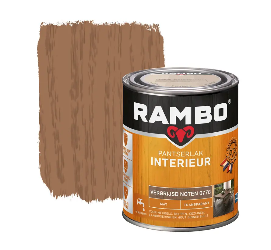 Rambo Pantserlak Interieur Transparant Mat Vergr.Noten 0778 - 250 ML