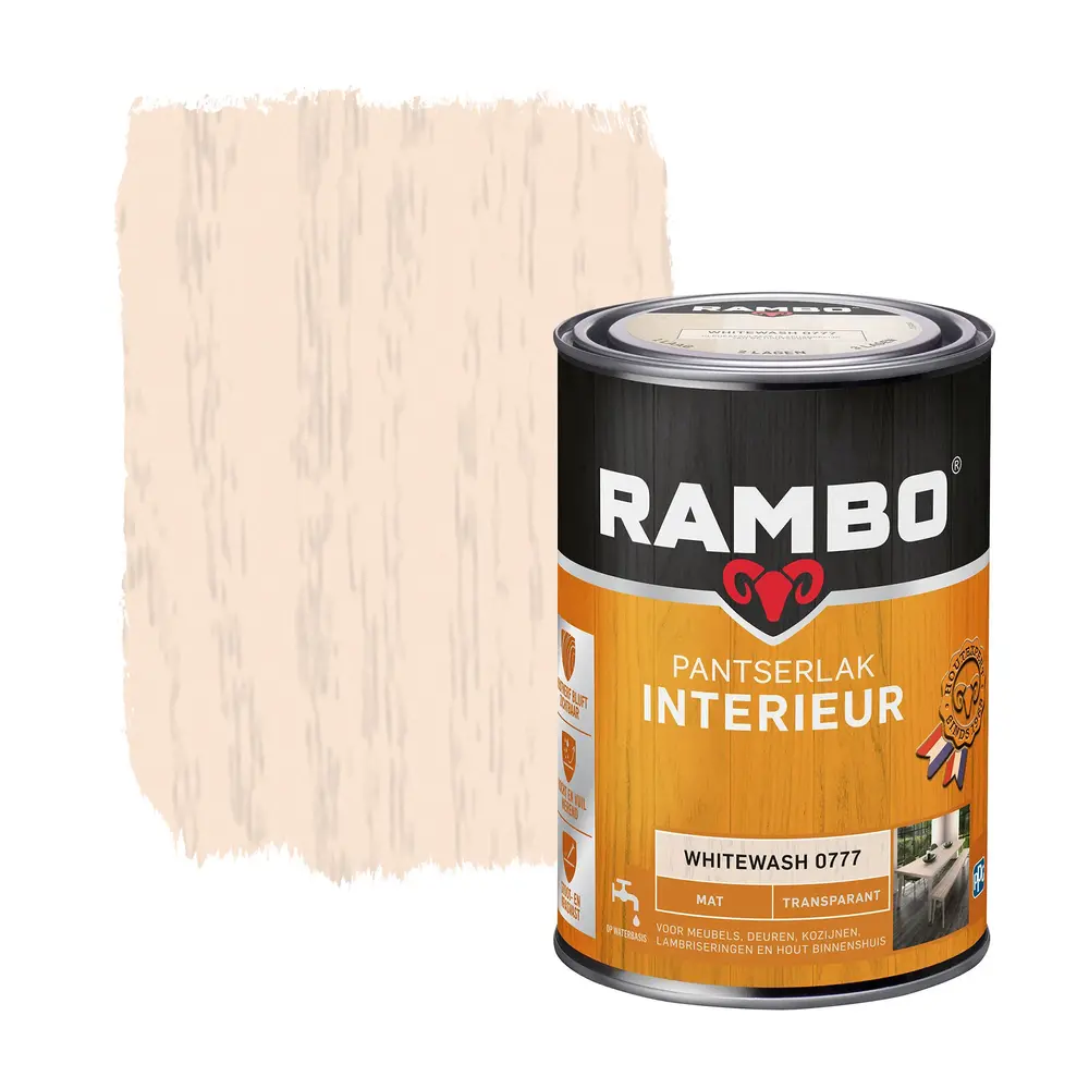 Rambo Pantserlak Interieur Transparant Mat Whitewash 0777 Rambo Pantserlak Interieur Transparant Mat Whitewash 0777