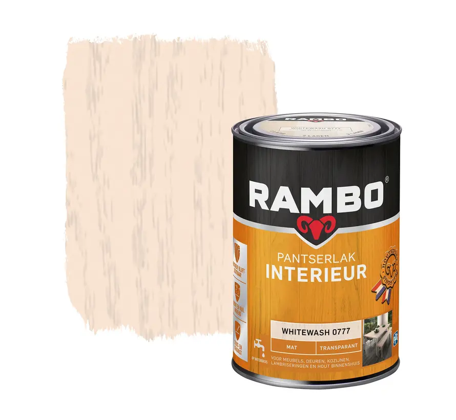 Rambo Pantserlak Interieur Transparant Mat Whitewash 0777 - 250 ML