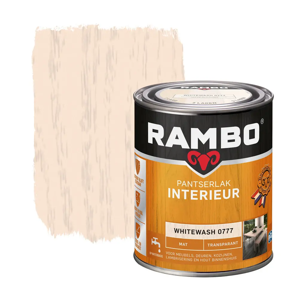 Rambo Pantserlak Interieur Transparant Mat Whitewash 0777 Rambo Pantserlak Interieur Transparant Mat Whitewash 0777