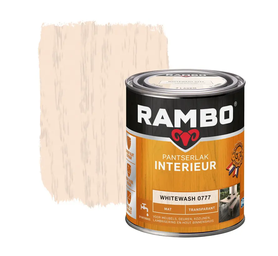 Rambo Pantserlak Interieur Transparant Mat Whitewash 0777 - 250 ML