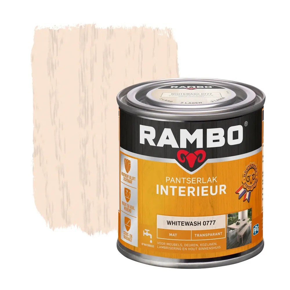 Rambo Pantserlak Interieur Transparant Mat Whitewash 0777 Rambo Pantserlak Interieur Transparant Mat Whitewash 0777