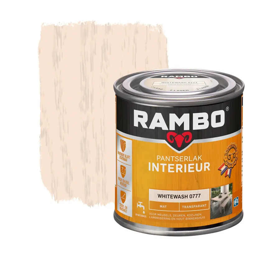 Rambo Pantserlak Interieur Transparant Mat Whitewash 0777 - 250 ML