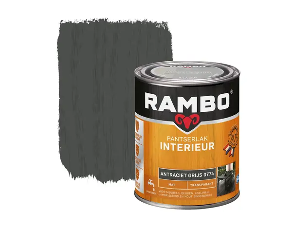 Rambo Pantserlak Interieur Transparant Mat Antr.Grijs 0774 Rambo Pantserlak Interieur Transparant Mat Antr.Grijs 0774