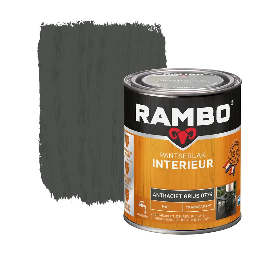 Rambo Pantserlak Interieur Transparant Mat Antr.Grijs 0774 - 250 ML